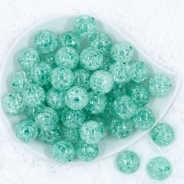 Top view of a pile of 20mm Wintergreen Crackle Bubblegum Beads