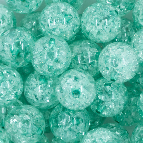 Close up view of a pile of 20mm Wintergreen Crackle Bubblegum Beads