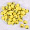 Top view of a pile of 20mm Sunflower print on Yellow Chunky Acrylic Bubblegum Beads [10 Count]