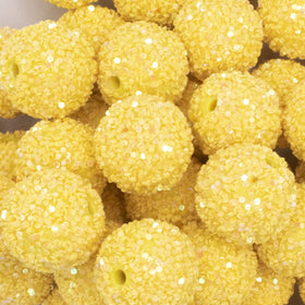 20mm Yellow Sequin Confetti Bubblegum Beads