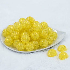20mm Yellow Crackle Bubblegum Beads