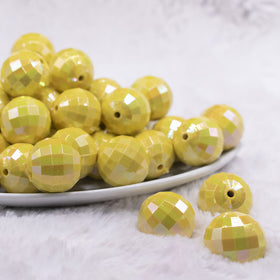 20mm Yellow Disco Faceted AB Bubblegum Beads