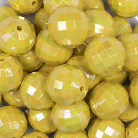 20mm Yellow Disco Faceted AB Bubblegum Beads