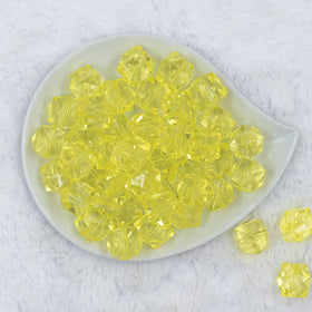 20mm Yellow Transparent Cube Faceted Pearl Bubblegum Beads