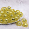 Front view of a pile of 20mm Yellow Foil Bubblegum Beads