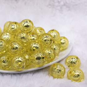 20mm Yellow Foil Bubblegum Beads