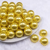 Front view of a pile of 20mm Yellow with Glitter Faux Pearl Bubblegum Beads