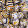 Close up view of a pile of 20mm Yellow Marbled Bubblegum Beads