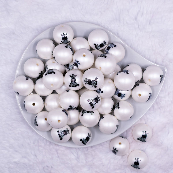 Top view of a pile of 20mm Zebra Print Chunky Acrylic Bubblegum Beads [10 Count]