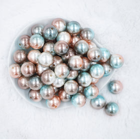 20mm Blue/Brown Ombre Shimmer Faux Pearl Bubblegum Beads