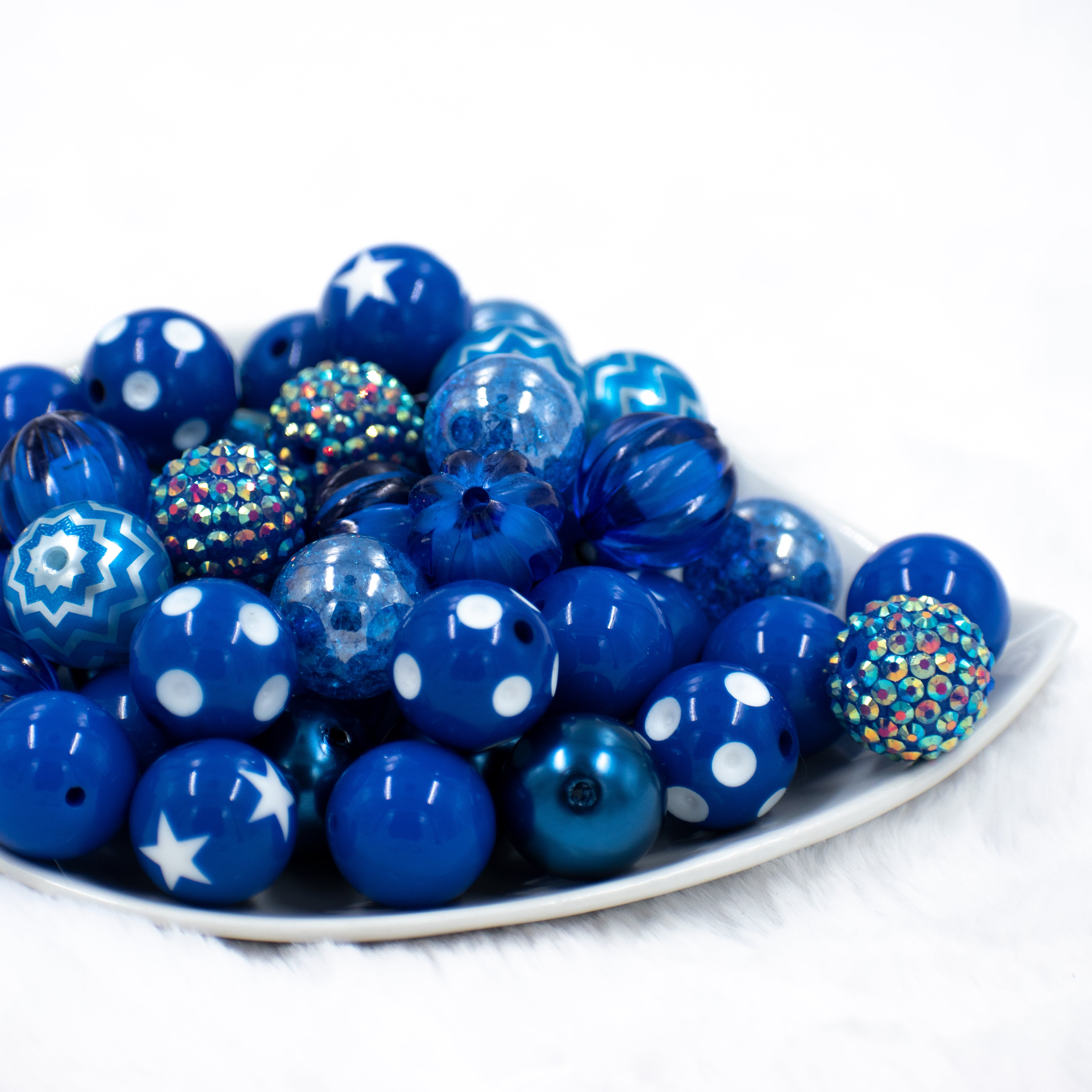 20mm Blue Velvet Chunky Acrylic Bubblegum Bead Mix [50 Count