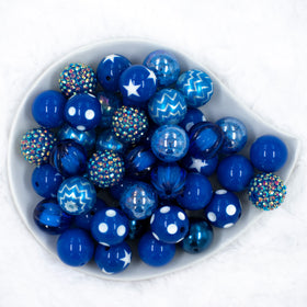 20mm Blue Velvet Chunky Acrylic Bubblegum Bead Mix [50 Count]
