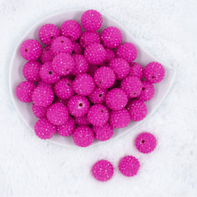 20mm Bright Pink Rhinestone Chunky Bubblegum Beads