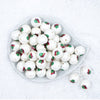 Top view of a pile of 20mm Christmas Hat Print Chunky Acrylic Bubblegum Beads