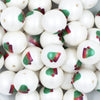 Close Up view of a pile of 20mm Christmas Hat Print Chunky Acrylic Bubblegum Beads
