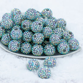 20mm Clear Hologram Shimmer Rhinestone AB Bubblegum Beads