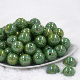 20mm Dark Green Solid AB Bubblegum Beads