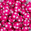 close-up view of a pile of 20mm Hot Pink with White Polka Dots Chunky Acrylic Bubblegum Beads