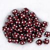 top view of a pile of 20mm Wine Red with White Polka Dots Chunky Resin Bubblegum Beads
