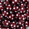close-up view of a pile of 20mm Wine Red with White Polka Dots Chunky Resin Bubblegum Beads