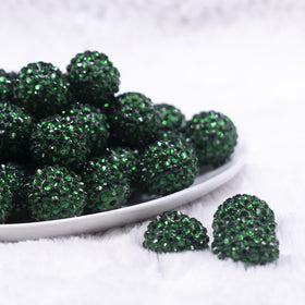 20mm Emerald Green Rhinestone Bubblegum Beads