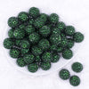 Top view of a pile of 20mm Emerald Green Rhinestone Bubblegum Beads