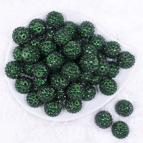 20mm Green Rhinestone Bubblegum Beads