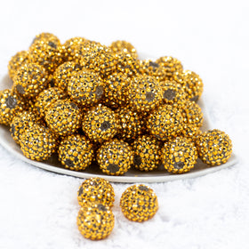 20mm Gold Rhinestone AB Bubblegum Beads