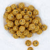 Top view of a pile of 20mm Gold Rhinestone AB Bubblegum Beads