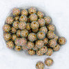 Top View of a pile of 20mm Gold Shimmer Rhinestone AB Bubblegum Beads