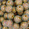 Close up View of a pile of 20mm Gold Shimmer Rhinestone AB Bubblegum Beads