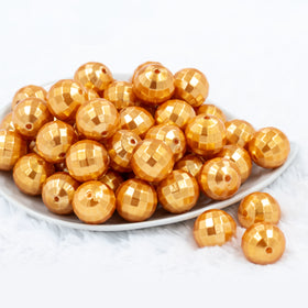 20mm Gold Disco Faceted Pearl Bubblegum Beads