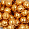 close-up of 20mm Gold Disco ball shaped Faceted Bubblegum Beads with a Pearl finish