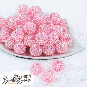 20mm Jelly Pink Rhinestone AB Bubblegum Beads