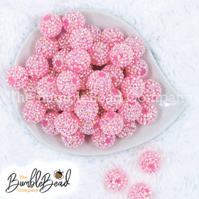 20mm Jelly Pink Rhinestone AB Bubblegum Beads