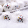 Macro view of a pile of 20mm Live-Love-Teach Print Chunky Acrylic Bubblegum Beads [10 Count]