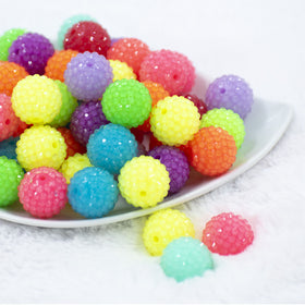 20mm Neon Clear Rhinestone Mix Acrylic Bubblegum Beads Bulk [Choose Count]