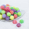 Front view of a pile of 20mm NEON Rhinestone AB Mix Acrylic Bubblegum Beads Bulk [100 Count]