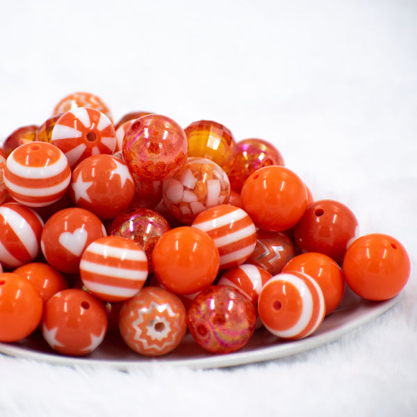 Front view of a pile of 20mm Orange Crush Chunky Acrylic Bubblegum Bead Mix [50 Count]
