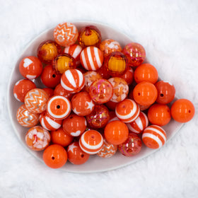 20mm Orange Crush Chunky Acrylic Bubblegum Bead Mix