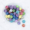Top view of a pile of 20mm Rhinestone AB Acrylic Bubblegum Bead Mix [50 Count]
