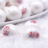 Macro view of a pile of 20mm Patriotic Stars Print Chunky Acrylic Bubblegum Beads [10 Count]