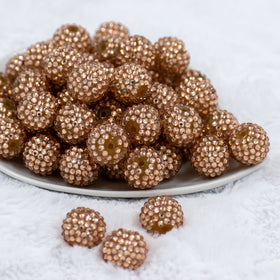 20mm Rose Gold Rhinestone Bubblegum Beads