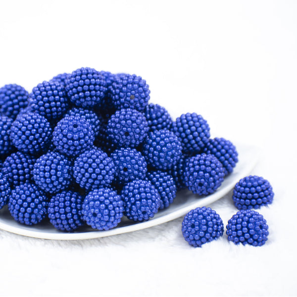 Front view of a pile of 20mm Ball Bead Royal Blue Bubblegum Beads