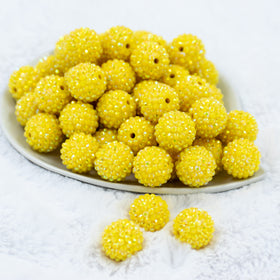 20mm Sunshine Yellow Rhinestone AB Bubblegum Beads