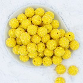 20mm Sunshine Yellow Rhinestone AB Bubblegum Beads