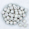 top view of a pile of 20mm White Disco Faceted AB Chunky Bubblegum Beads