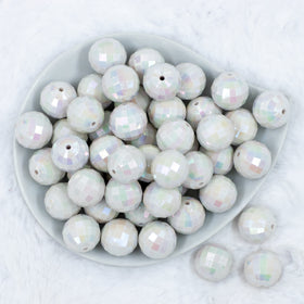 20mm White Disco Faceted AB Bubblegum Beads