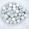 Top view of a pile of 20mm White Magic Chunky Acrylic Bubblegum Bead Mix [50 Count]