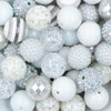 Close up view of a pile of 20mm White Magic Chunky Acrylic Bubblegum Bead Mix [50 Count]